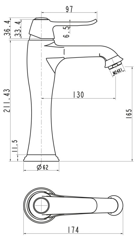 Смеситель для накладных раковин BORDO BOR-LMC-CRM BELBAGNO  - Вид №1