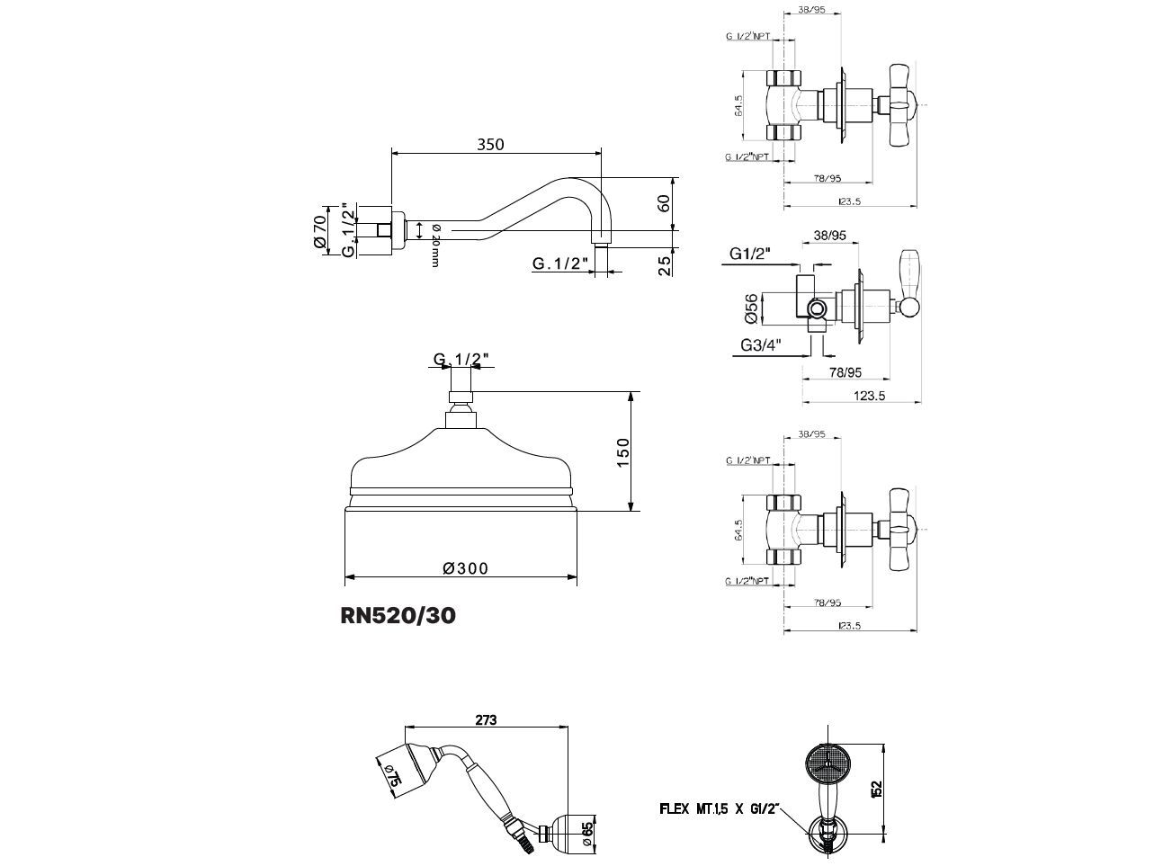 Встраиваемый набор для душа с ручным душем и душем Gaia Mobili Complements ARCH-00126648 - Вид №2