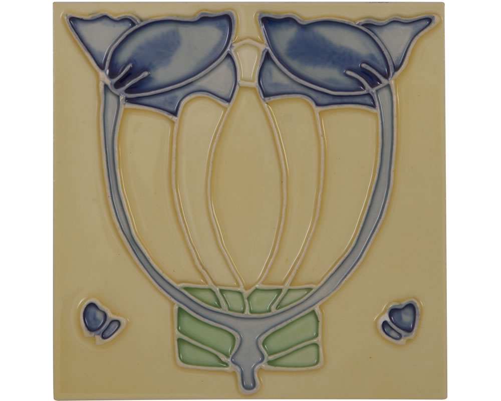 LGC089 Набор из 10 синих цветов на кремовой плитке Сarronheating 