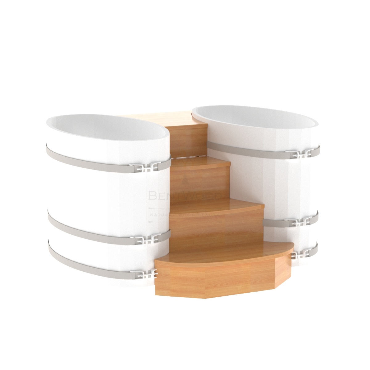 2067 Подиум на 2 купели 0,69х1,31 лиственница натуральная Alyarus 