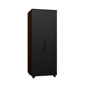 91897460 Шкаф Двенадцать стульев 90x210x40 см ЛДСП цвет венге/черный матовый STLM-1442792