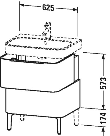 H2637202222 Тумбочка напольная Happy D.2 #H26372 625 x 480 мм Белый глянцевый декор Duravit - Вид №1