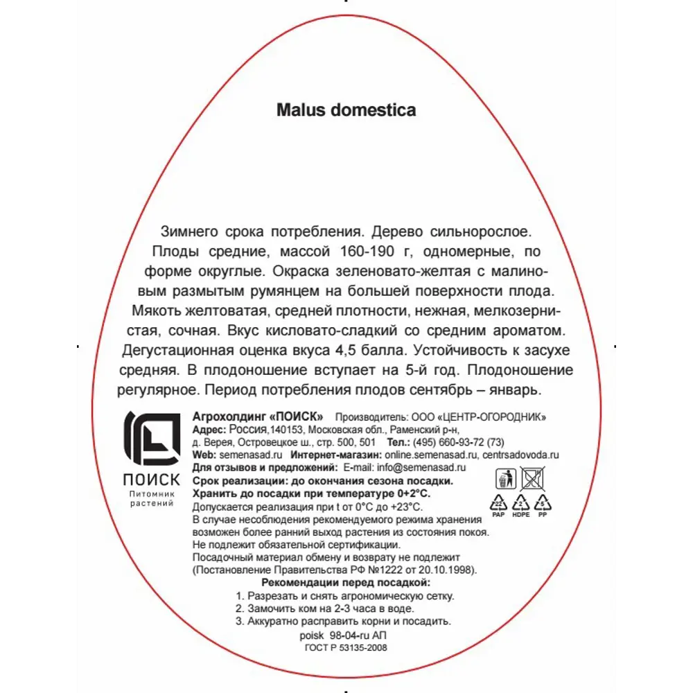 Яблоня Благовест h220 см 83791262 STLM-2081646 Santreyd  - Вид №2