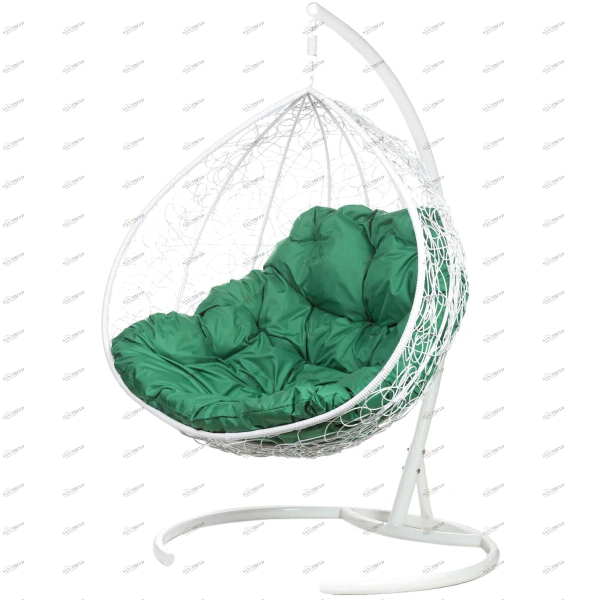 Кресло подвесное двойное белое с зеленой подушкой Gemini Promo White BIGARDEN  00-3974098 Белый 