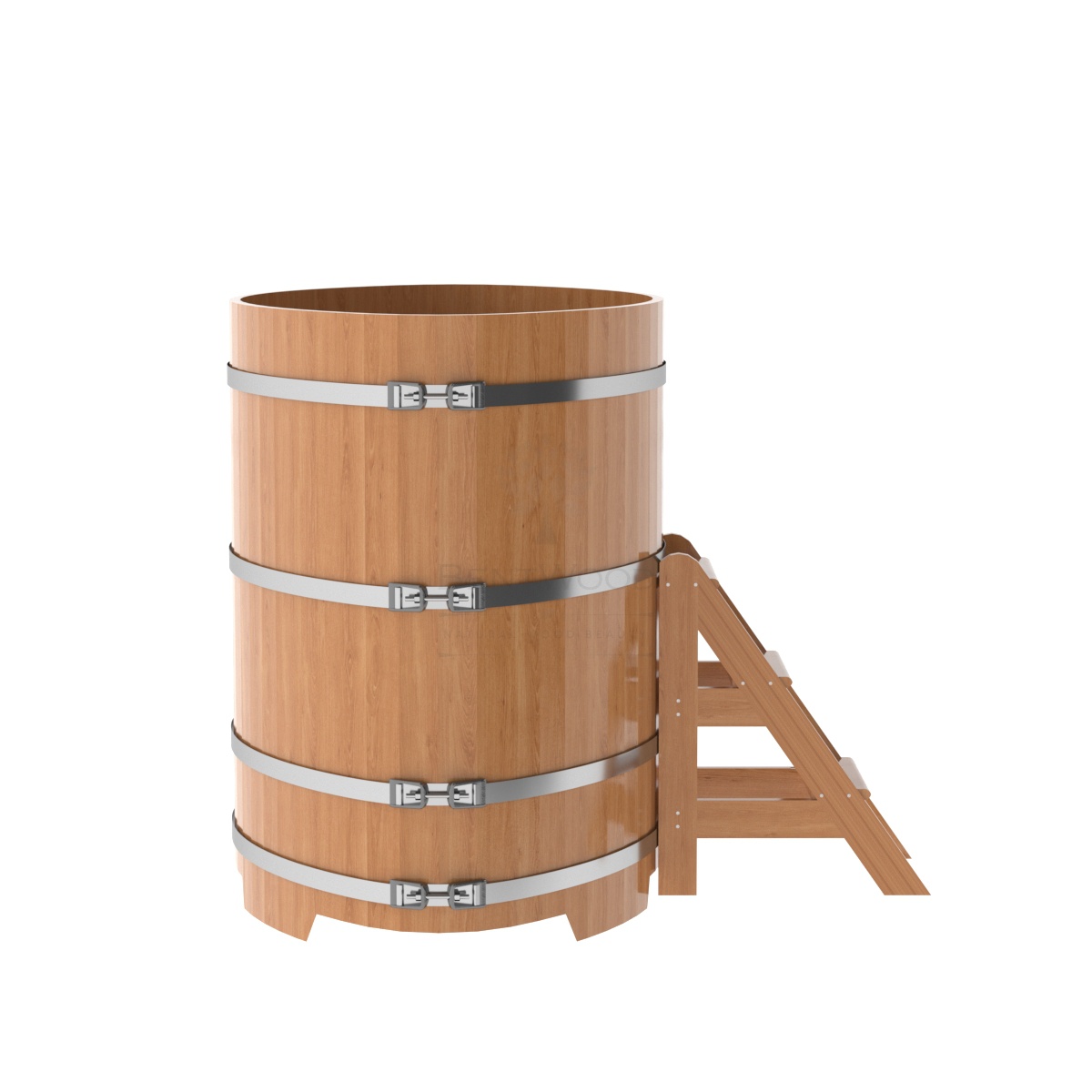 1314 Купель овальная из дуба 1,02х1,68х1,4 натуральная Alyarus  - Вид №2