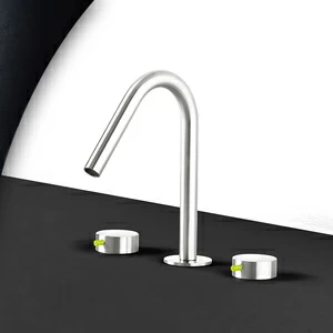 Смеситель для раковины сталь глянцевая с зеленой ручкой Toki Radomonte TKI23LCIL33