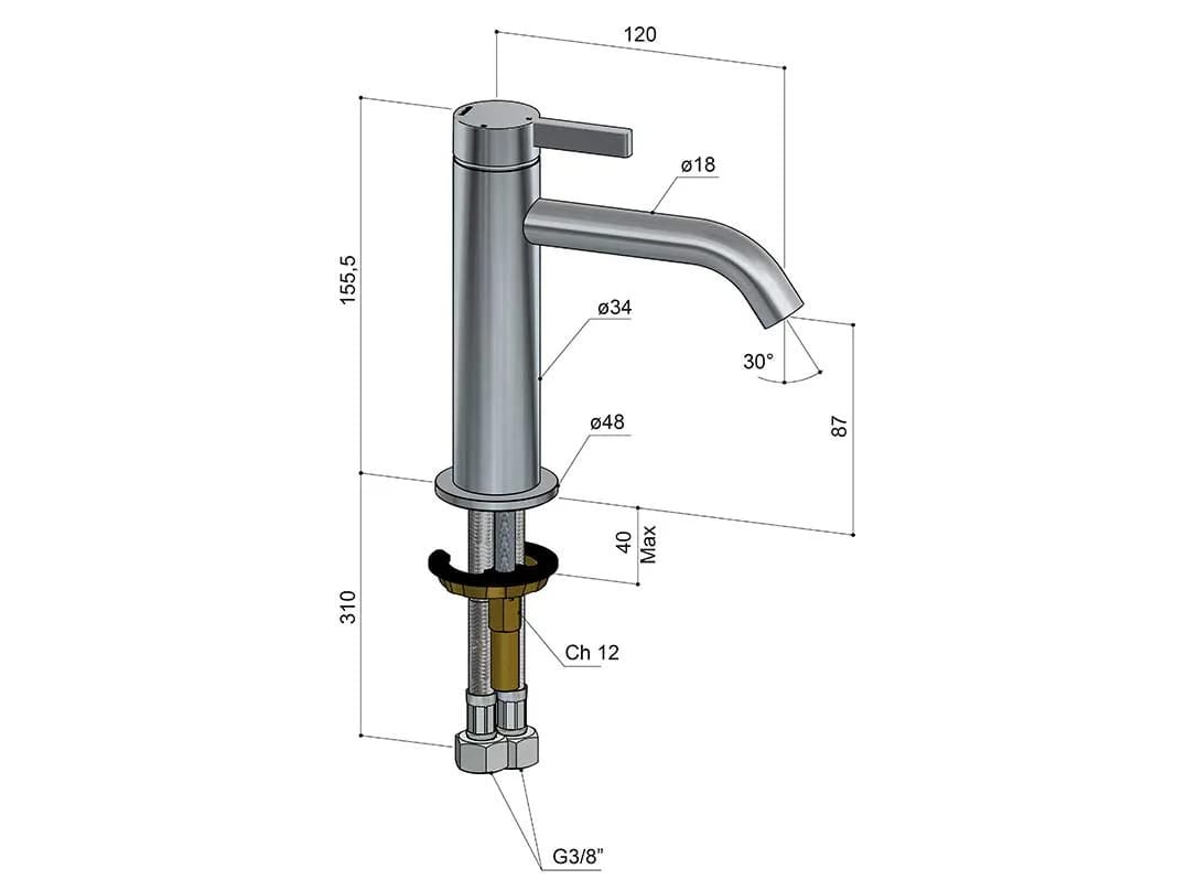 Смеситель для раковины из латуни Hotbath Ace ARCH-00034744 - Вид №2