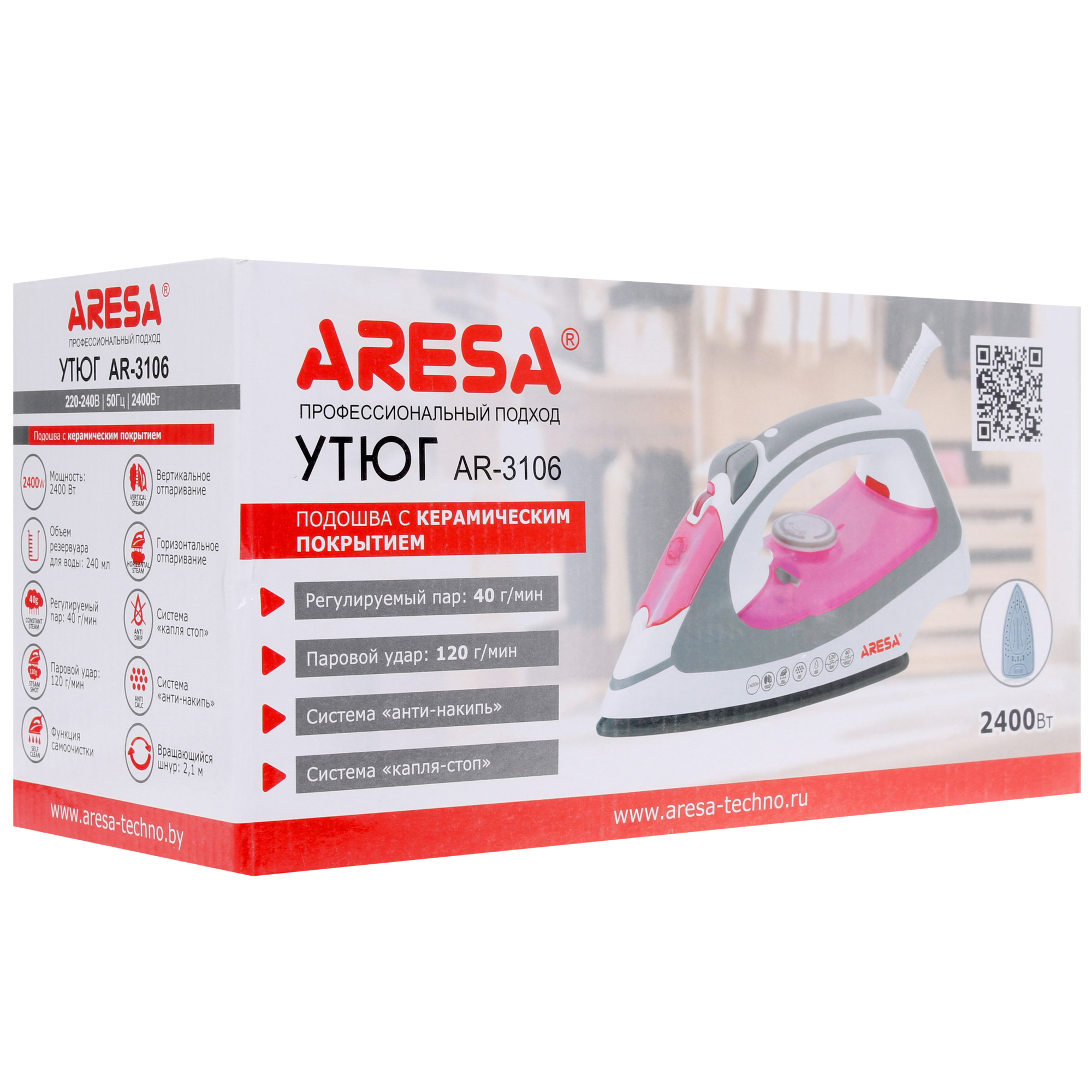1084070 Утюг ARESA AR-3106 розовый STDN-0039220 - Вид №7