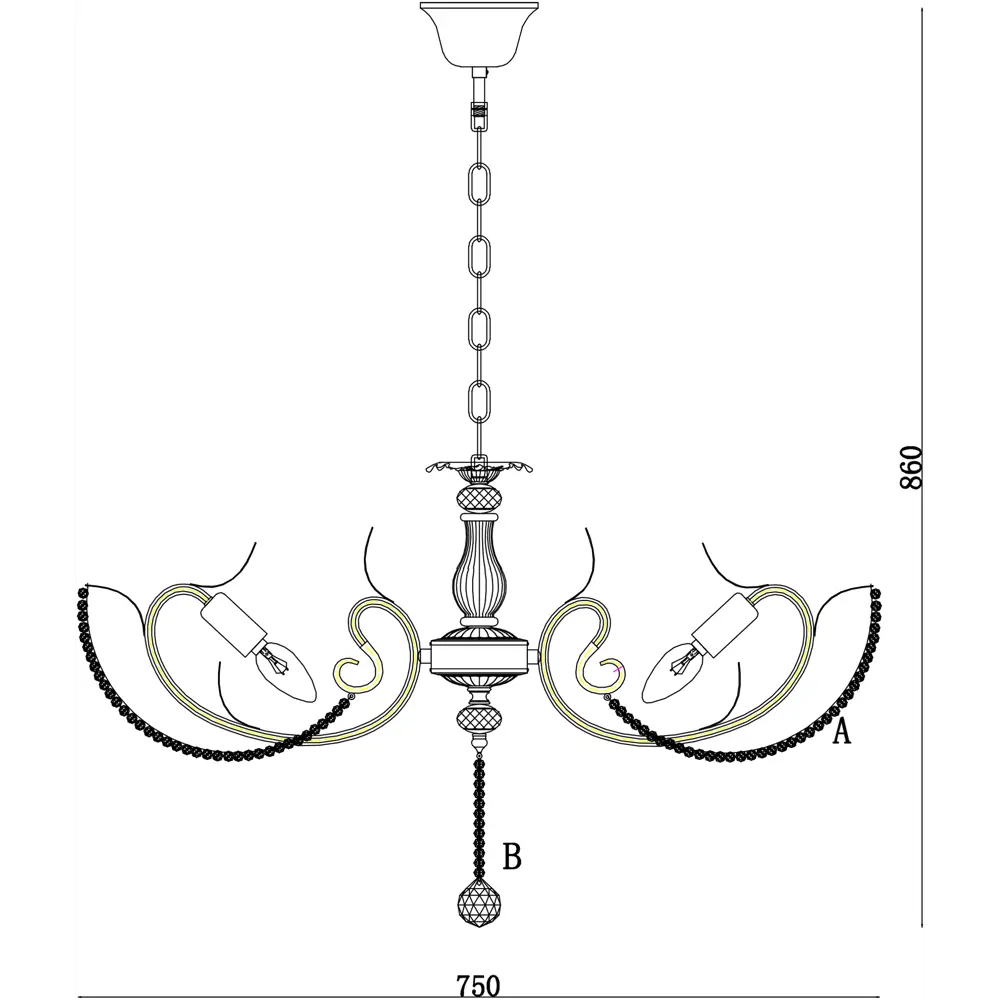 Люстра подвесная Brook 659/6S, 6 ламп, 18 м², цвет белый Escada STLM-2043531 - Вид №9
