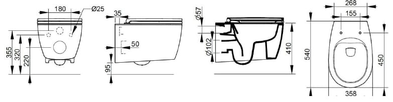 Керамический подвесной туалет без бриды Ceramica Dolomite Demy ARCH-00146512 - Вид №3
