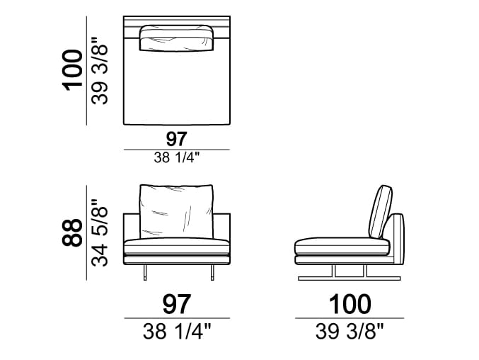 Тканевый диван с полуостровом Arketipo MOSS ARCH-00121787 - Вид №7