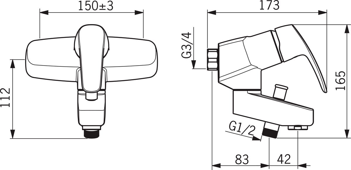 Oras 1072 Cмеситель для ванны и душа 1072 Safira Хром  - Вид №1