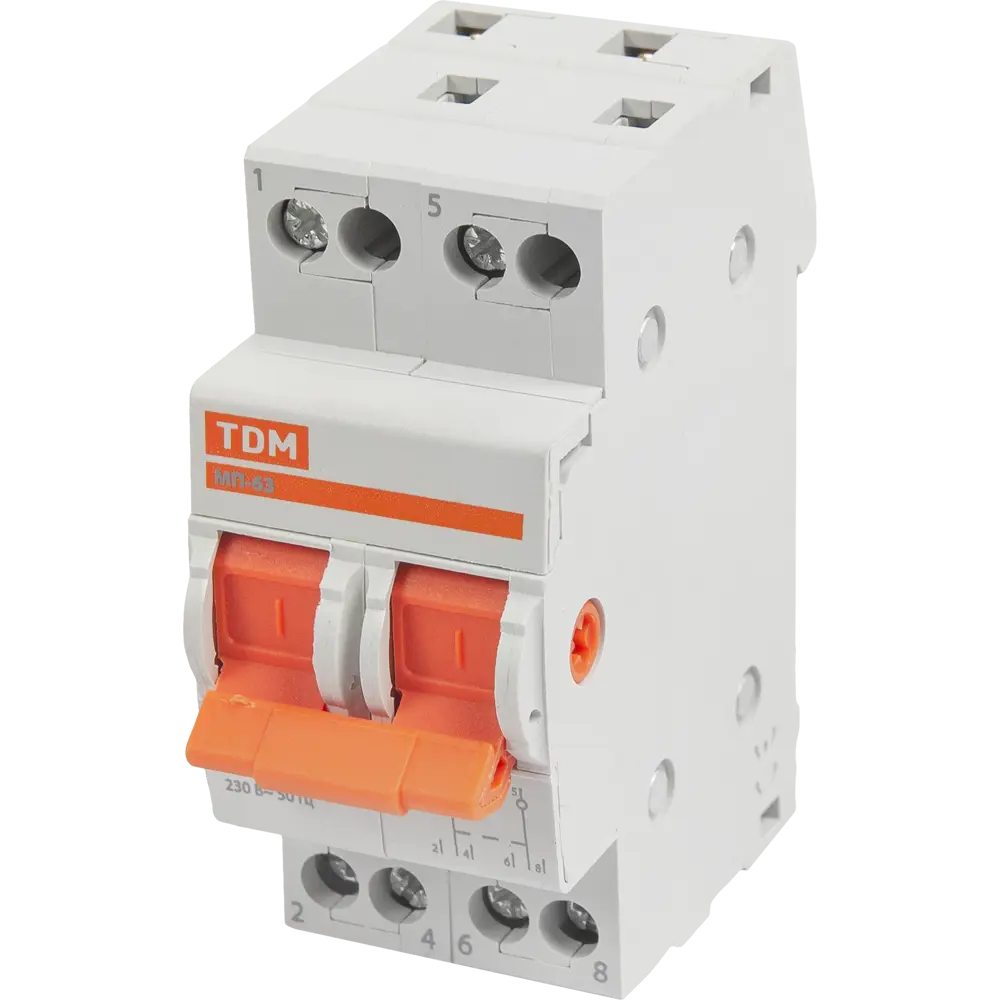 Выключатель нагрузки TDM Electric МП-63 2P 25А для электрощитов 84399555 STLM-1113990