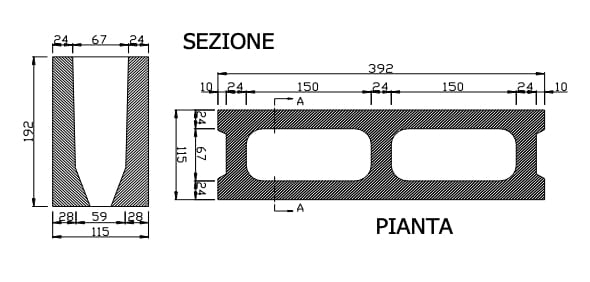 Однокамерный бетонный вибро-сжатый блок для кладки Gallotta Монокамера ARCH-00086048 - Вид №2