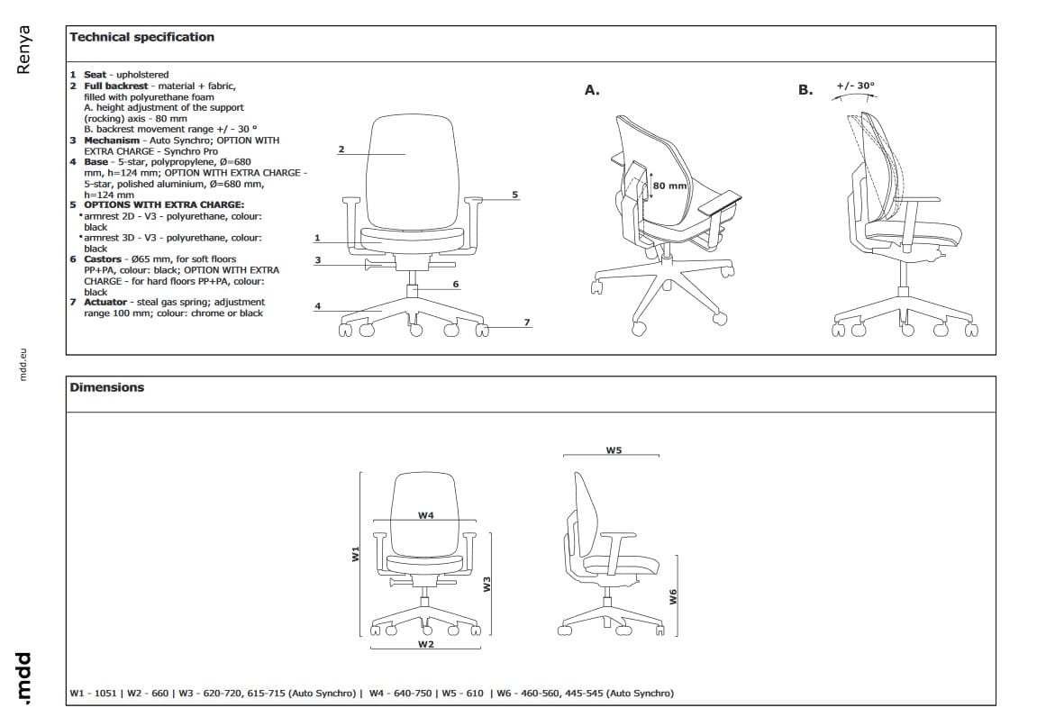 Офисное кресло с колесами с подлокотниками MDD RENYA ARCH-00056043 - Вид №7