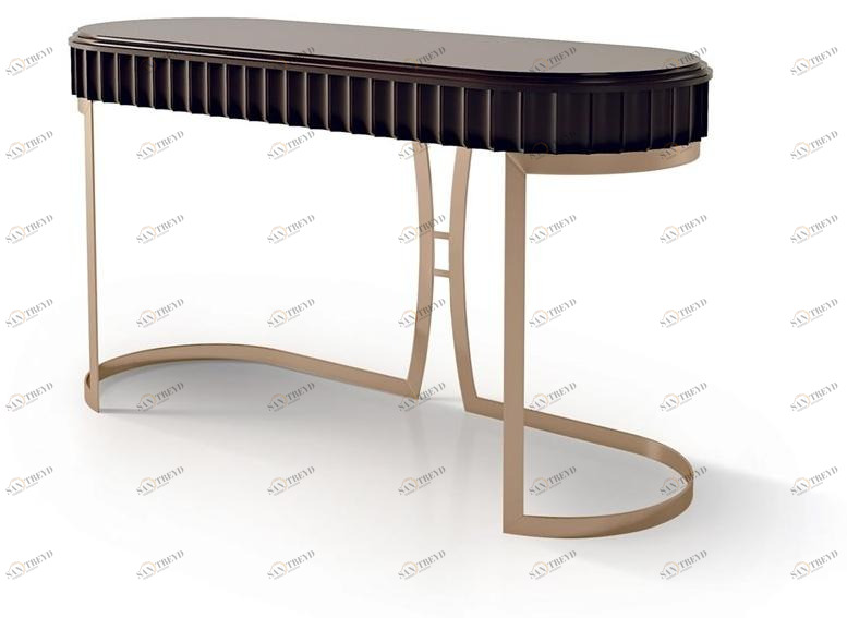 Carpanese Home Овальная консоль из дерева и металлической основы Contemporary 7014