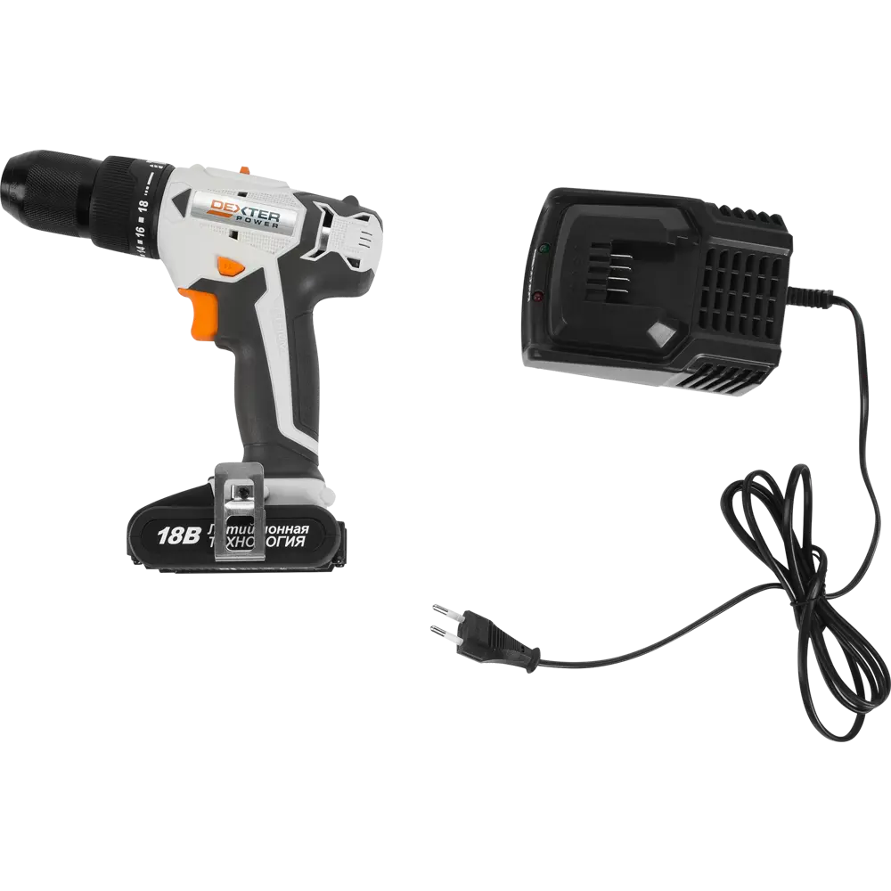 Дрель-шуруповерт ударная аккумуляторная Dexter Power CDI219LD.Q, 18 В Li-Ion 2 Ач STLM-2120600 - Вид №4