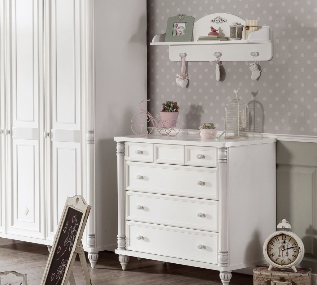 Полка с крючками белая детская Romantic Baby CILEK ROMANTIC BABY 00-3832487 Белый Santreyd  - Вид №1