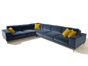 Бархатный угловой диван