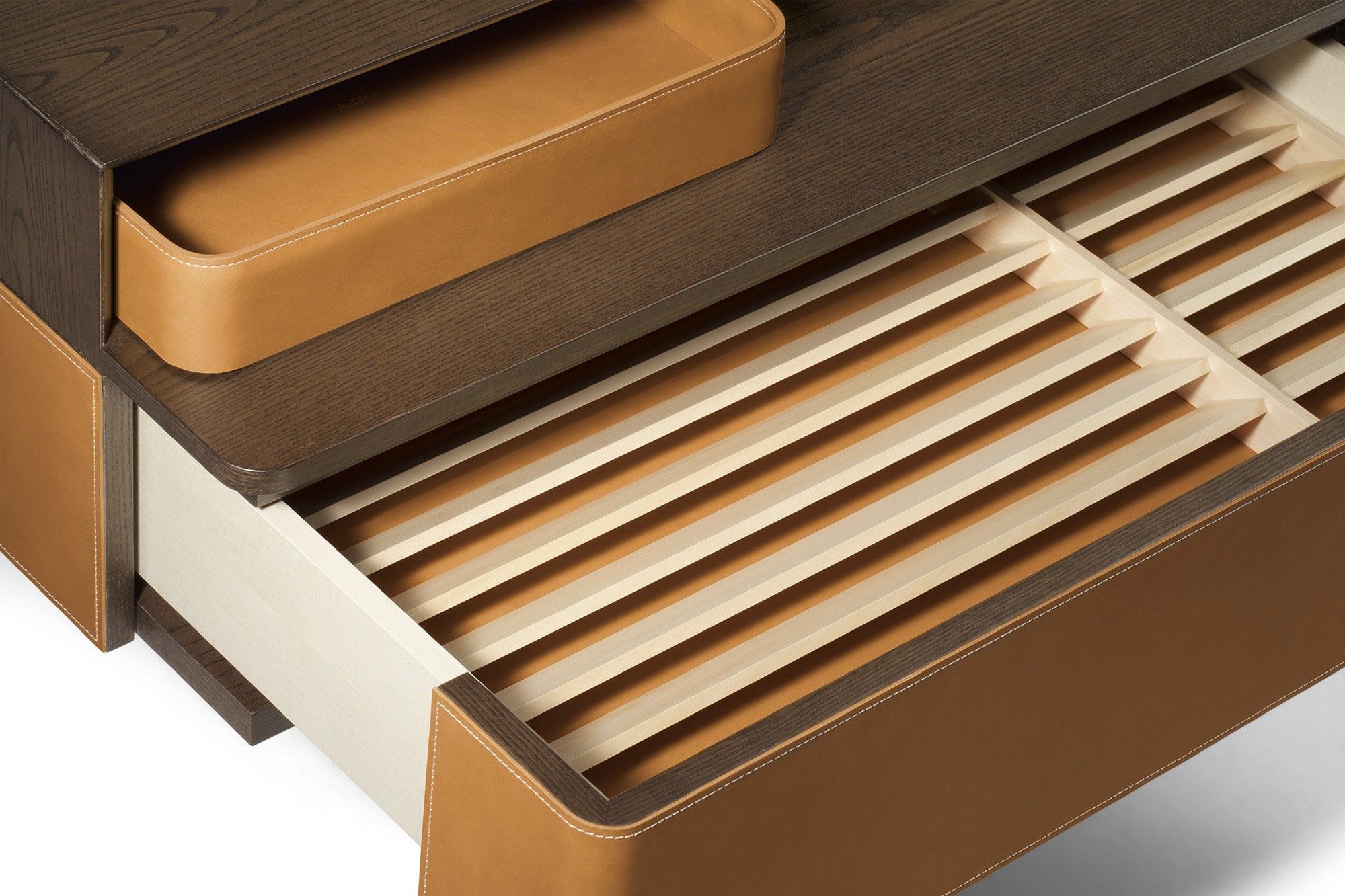 Кожаный шкаф для телевизора с ящиками Poltrona Frau коллекция-мебель и аксессуары ARCH-00077839 - Вид №3