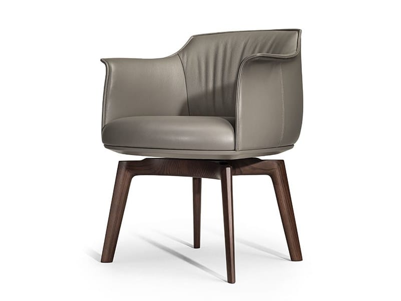 Кожаное вращающееся кресло с подлокотниками Poltrona Frau коллекция-диваны и кресла ARCH-00012687 - Вид №1