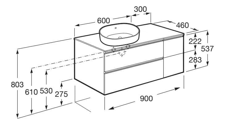 Один деревянный умывальник с ящиками и дверцами Roca The Gap ARCH-00008933 - Вид №4