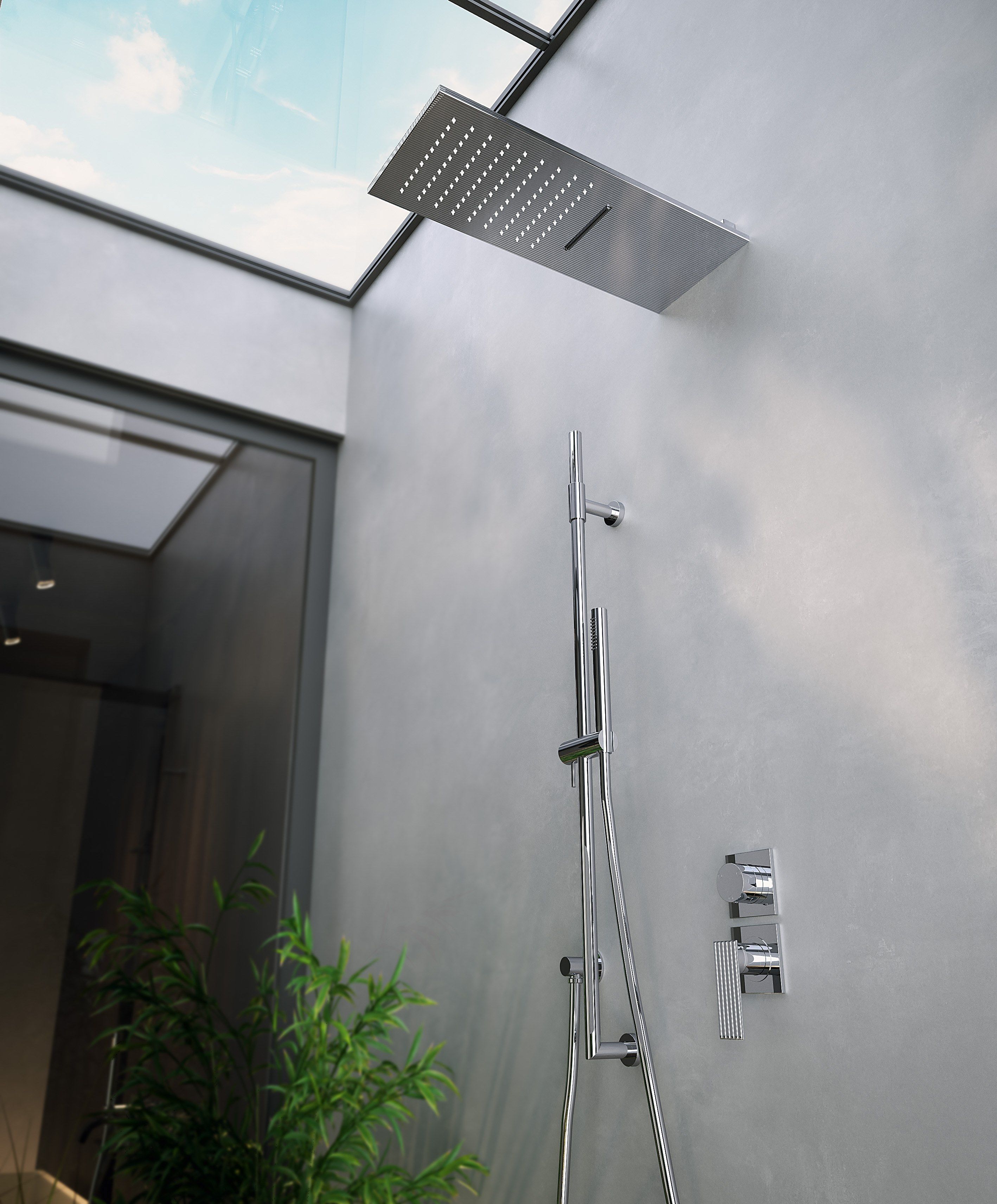 Латунная прямоугольная настенная насадка для душа с водопадом Rubinetterie Treemme ARCH-00105394 - Вид №1