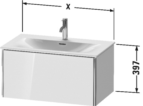 XS422400909 XSquare Тумбочка подвесная Светло-голубой матовый декор Duravit - Вид №2