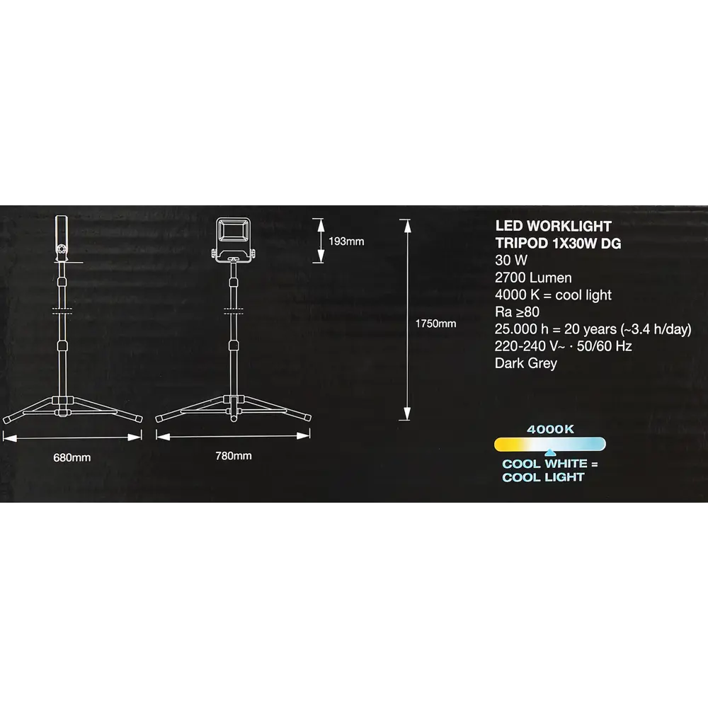 Прожектор светодиодный уличный Ledvance Work Light 30 Вт 4000K IP65 на треноге, нейтральный белый свет STLM-2064458 - Вид №5