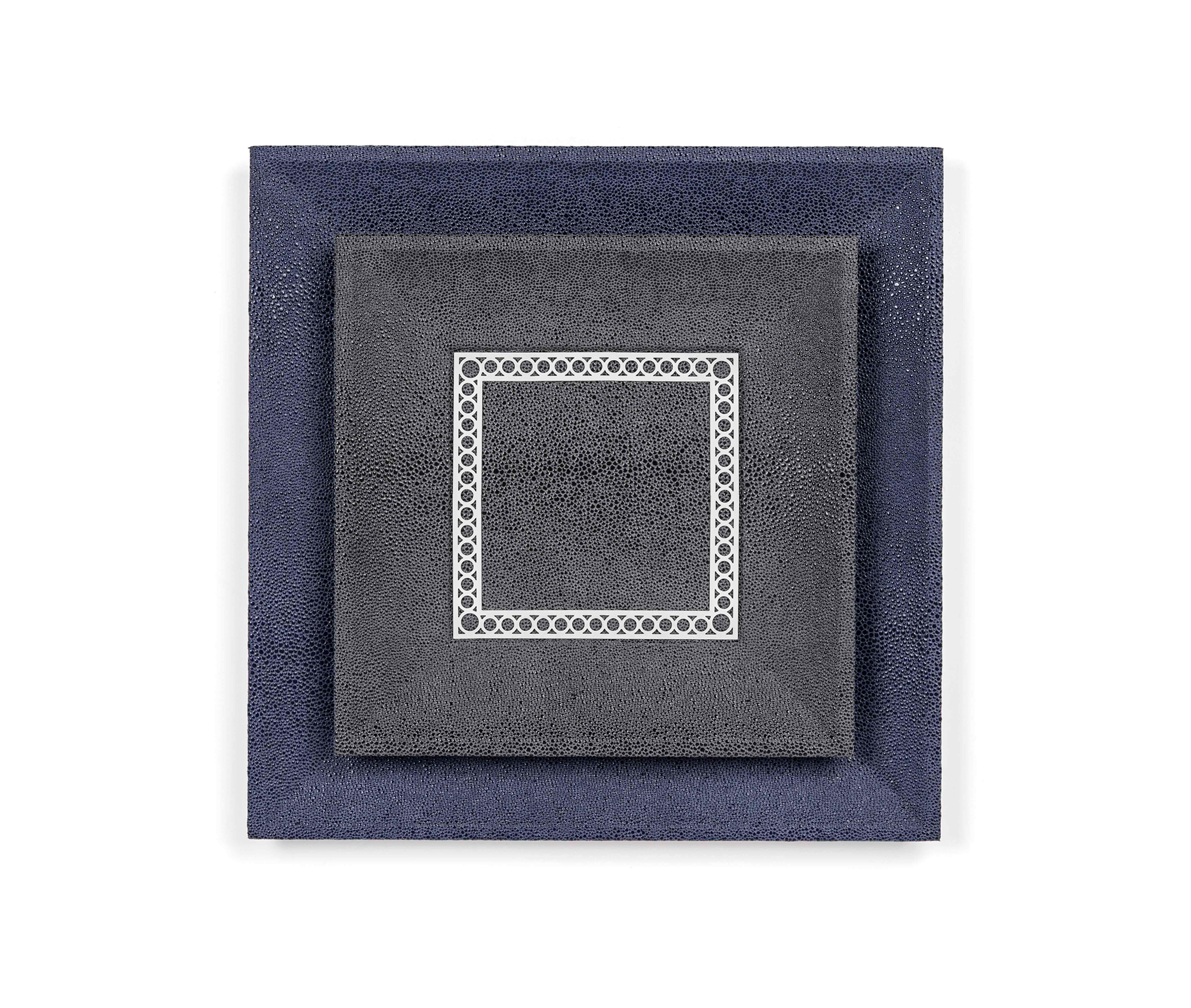 Поднос для мелочей Aston Square - 35X35 см / металл-хром/ари-кожа_темно-синий Pinetti 00.1891.061.001 - Вид №2