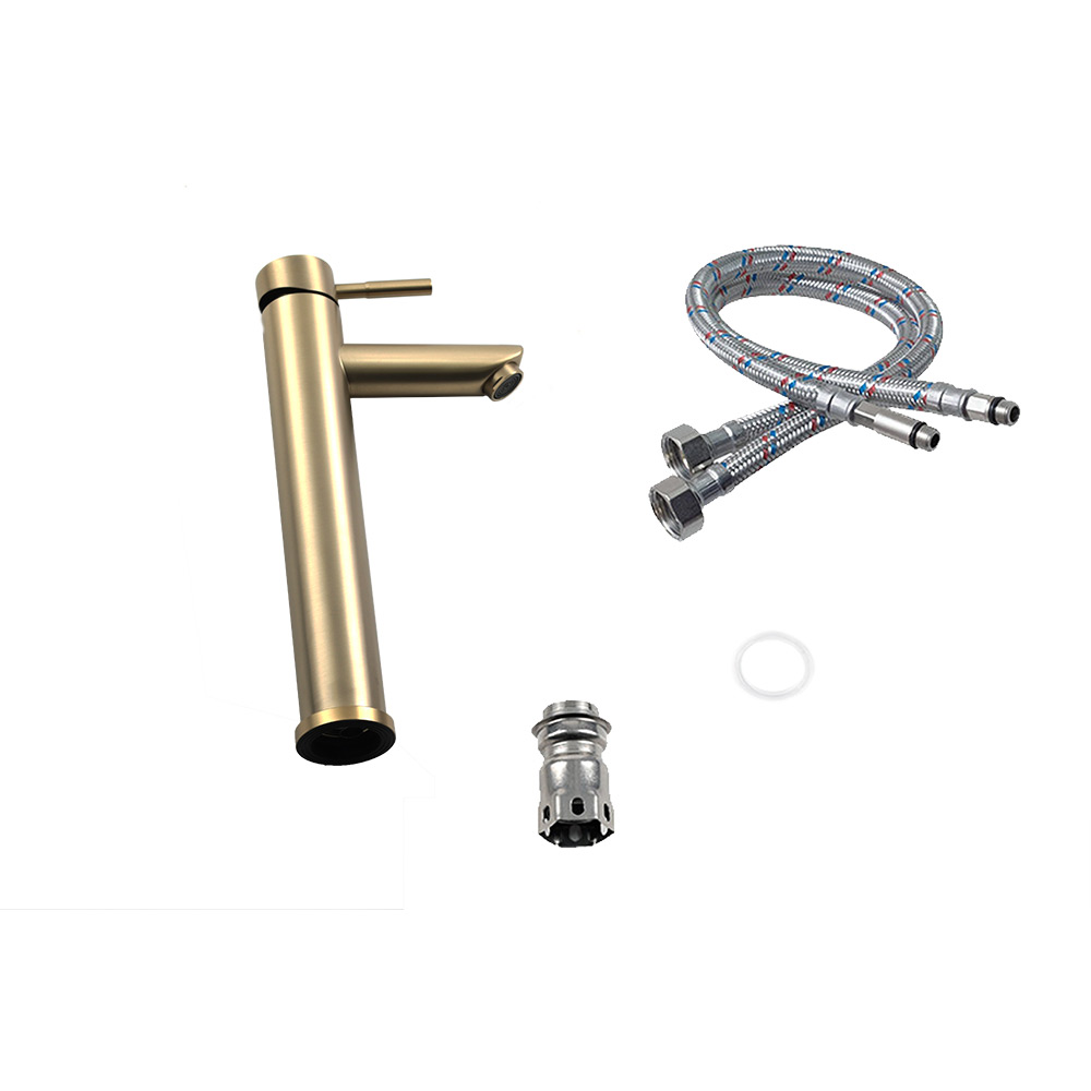 Смеситель д/ум MELANA-610102PVD-G Tondo нерж.сталь, однорычажный, золото  - Вид №4