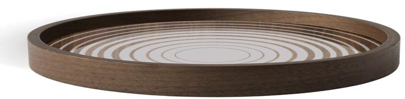 Ethnicraft Круглый поднос из дерева и стекла Linear flow 20925 - Вид №1