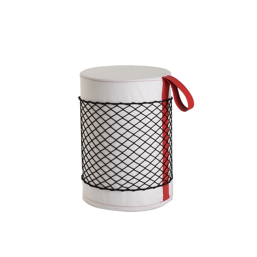 EVRLWBPMRREVER Life Design Дизайнерский табурет с ручкой - Roll Roll Сиденье: чисто-белое, Ручка: красная - Вид №1