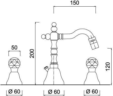 Rubinetteria Giulini Смеситель для биде с 3 отверстиями Odessa crystal F3945a/s - Вид №1