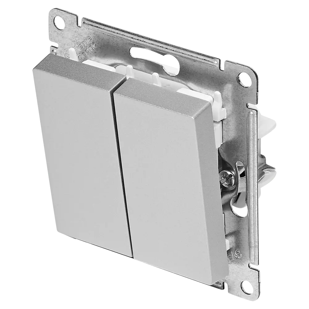 Выключатель встраиваемый Systeme Electric AtlasDesign 2 клавиши цвет алюминий STLM-2075441 - Вид №1