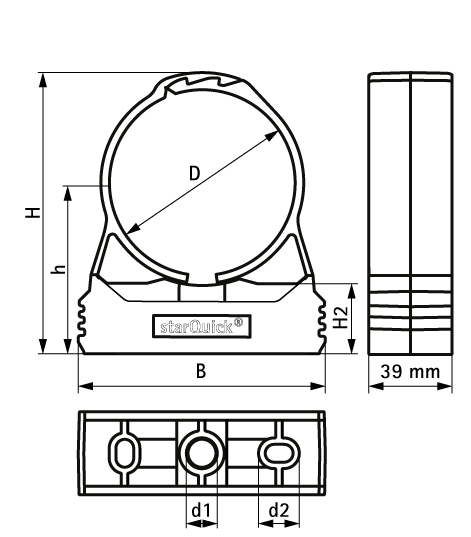 08541110 starQuick® Clamp (Grey) — Ø 71 — 115 mm для сантехнических труб и труб с электрокабелями для крепления стене, полу или потолку walraven  - Вид №1