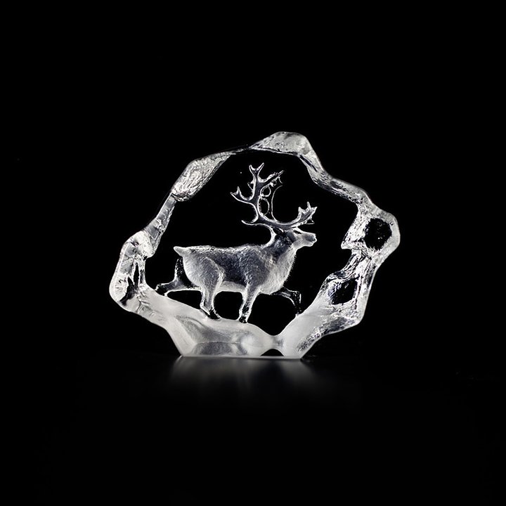 88138 Скульптура из прозрачного хрусталя "Северный олень", 65/55 мм. Maleras 