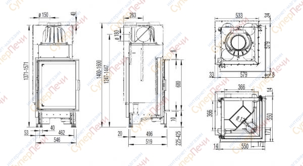 Каминная топка Austroflamm 55х55х68 К 1591 - Вид №1