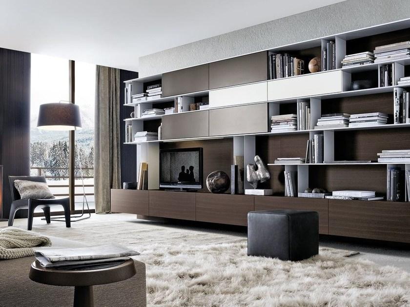 Poliform Модульная деревянная оборудованная стенка с тумбой под телевизор sun-id-1437437 - Вид №5