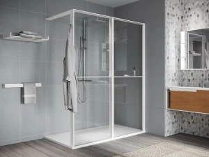 NOVELLINI Неподвижная стенка из алюминия и закаленного стекла с 2 полками Kuadra h frame