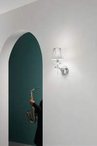 Хромированный металлический настенный светильник с фиксированным кронштейном