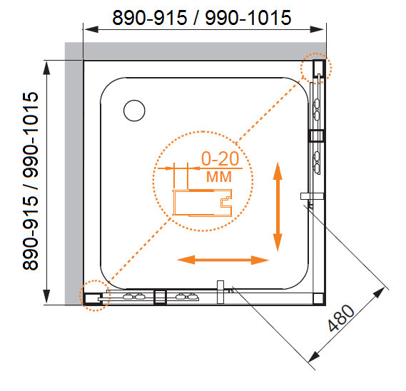 Душевой уголок CEZARES PORTA-D-A-2-100-P-Cr - Вид №2