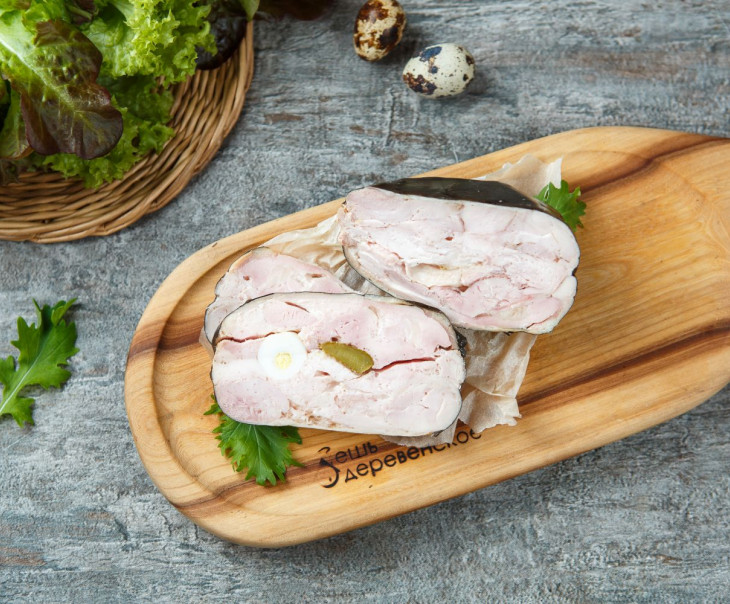 7388 Буратто из курицы с перепелиными яйцами и корнишонами Вкусляндия 