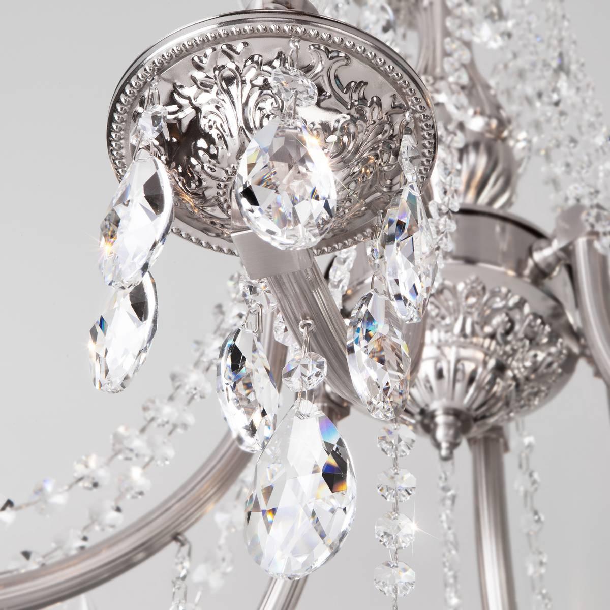 Люстра подвесная серебристая Bogates Liguria 314/8 Strotskis BOGATES ДИЗАЙНЕРСКИЕ, СВЕЧИ 00-3888438 Серебро  - Вид №1