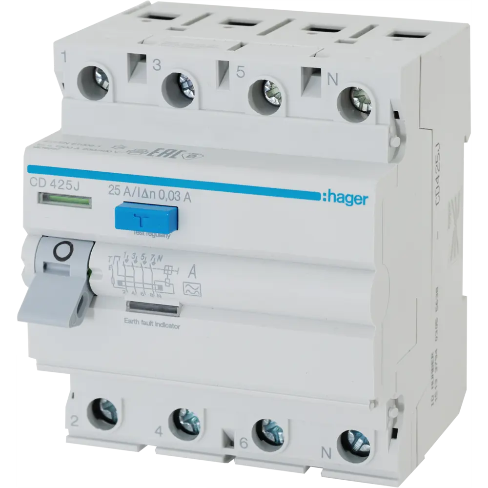 УЗО Hager CD425j 3P N 25 A 30 мА 4.5 кА A STLM-2062522
