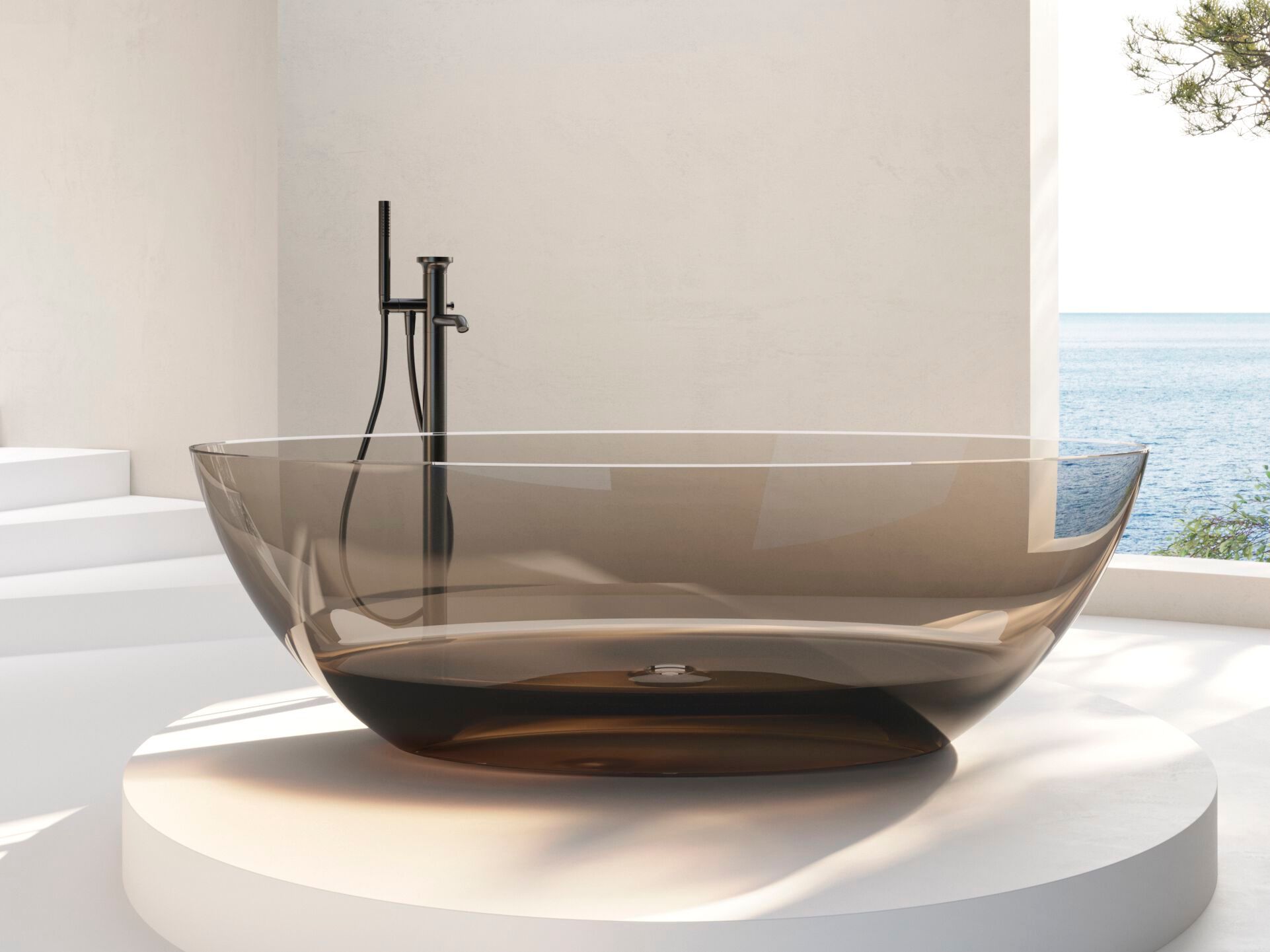 Ванна из овальной смолы Gruppo Treesse мебель для ванной комнаты-отдельно стоящие ванны ARCH-00131014