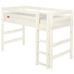 Кровать Flexa Classic полувысокая с прямой лестницей, белая, 190 см