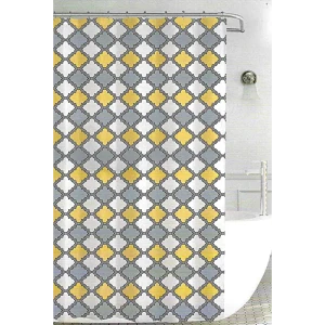 91826835 Шторка для ванной комнаты GINI Hx-1469-2 180x180см цвет серый/серебристый STLM-1343919