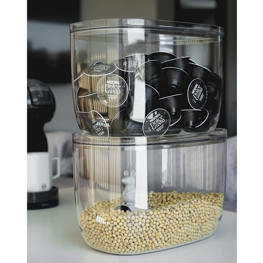 QL10298-CL-GY Контейнер с мерной ложкой lucky mouse 7 л Qualy  - Вид №4