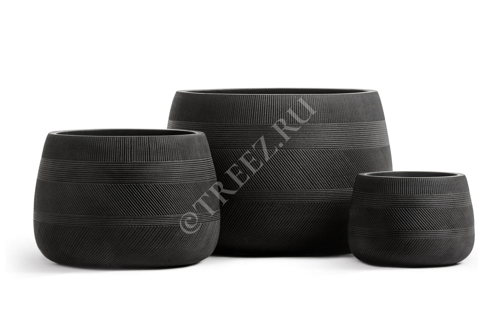 41.1020-0044-BLW-29 Кашпо  ERGO - серия Graphics - Низкая чаша - Чёрный графит Цветочная коллекция 